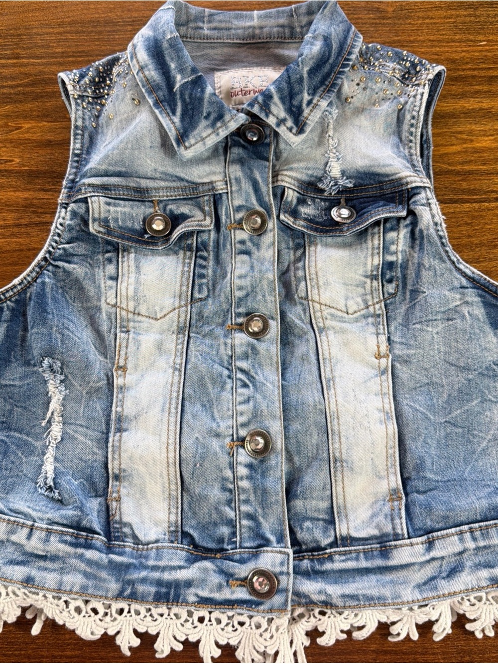 BKE Blue Denim Outerwear Jacket with Contrasting Stitch